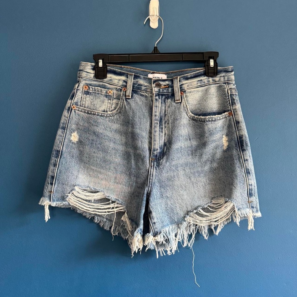 Pistola Denim Shorts Women's Size 27 Cutoff High Rise Boho Frayed Jorts Cotton